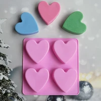 4 cavities heart geometry silicone soap mold silicone cake baking pan muffin cup mousse mold soap diybaking tools