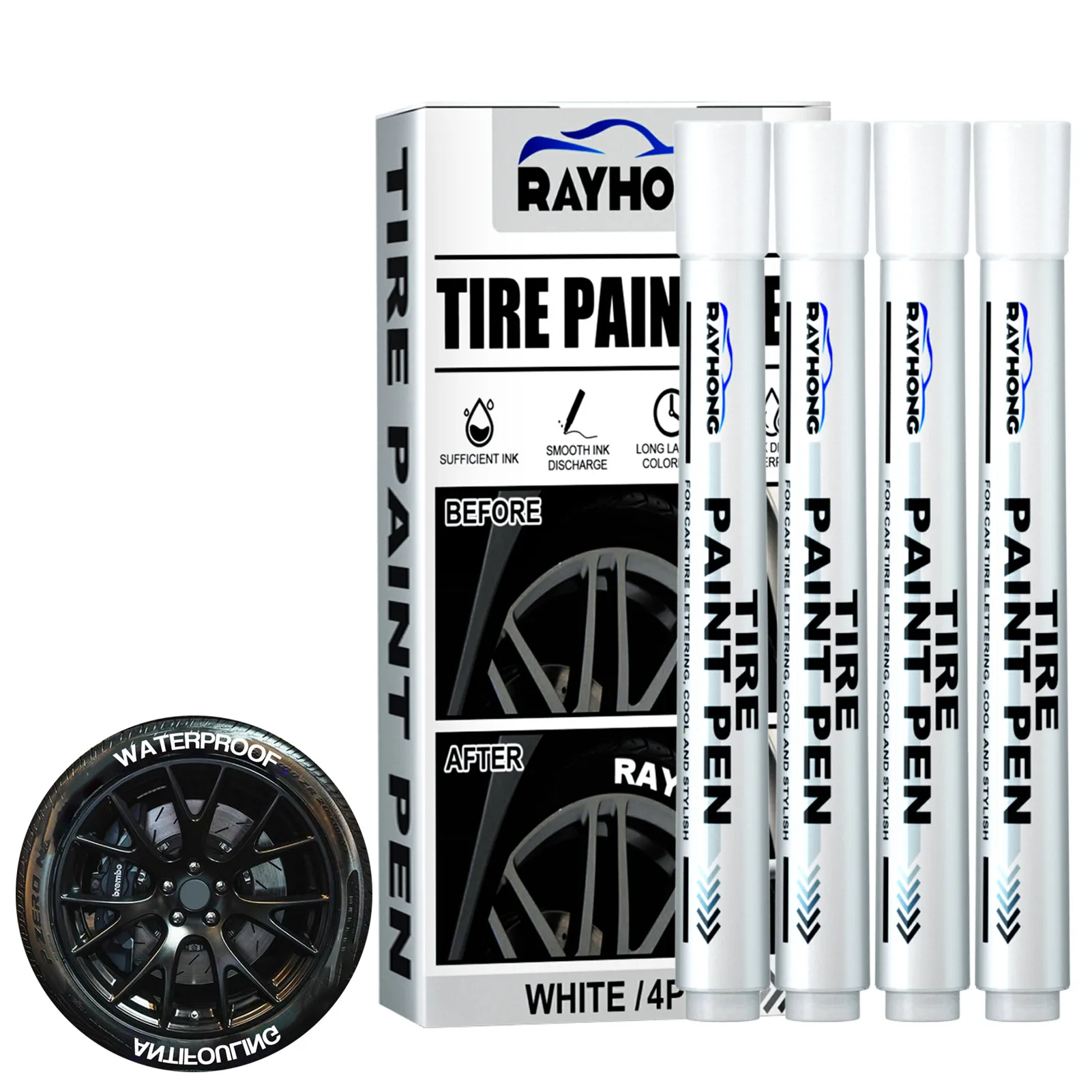 

Tire Paint Marker Pen Chalk Marker Pens For Cars White Tyre Marker For Car Tires Rubber Metal Water Based Ink Car Decoration