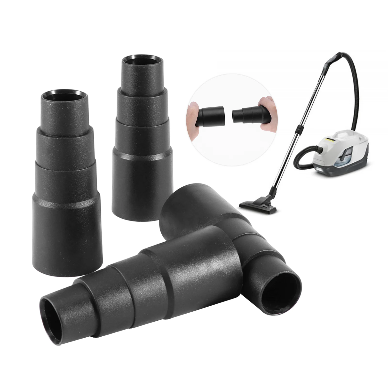 

4pcs Black Vacuum Cleaner Universal Reducer Converter Accessories Home Connector PVC 25mm 30mm 34mm 42mm Hose Adapter Easy Use