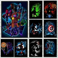 marvel avengers superheroes full square round cross stitch rhinestones 5d diy diamond painting spiderman iron man art home decor