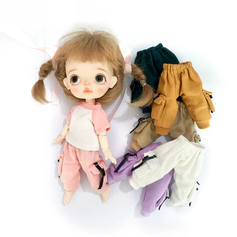 

D04-A215 children handmade toy 1:12 ob11 gsc bjd pd9 doll Accessories Multicolor yellow purple pink long casual pants 1pcs