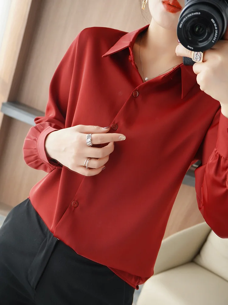 2024 Новые атласные вертикальные и гладкие дышащие рубашки с длинными рукавами