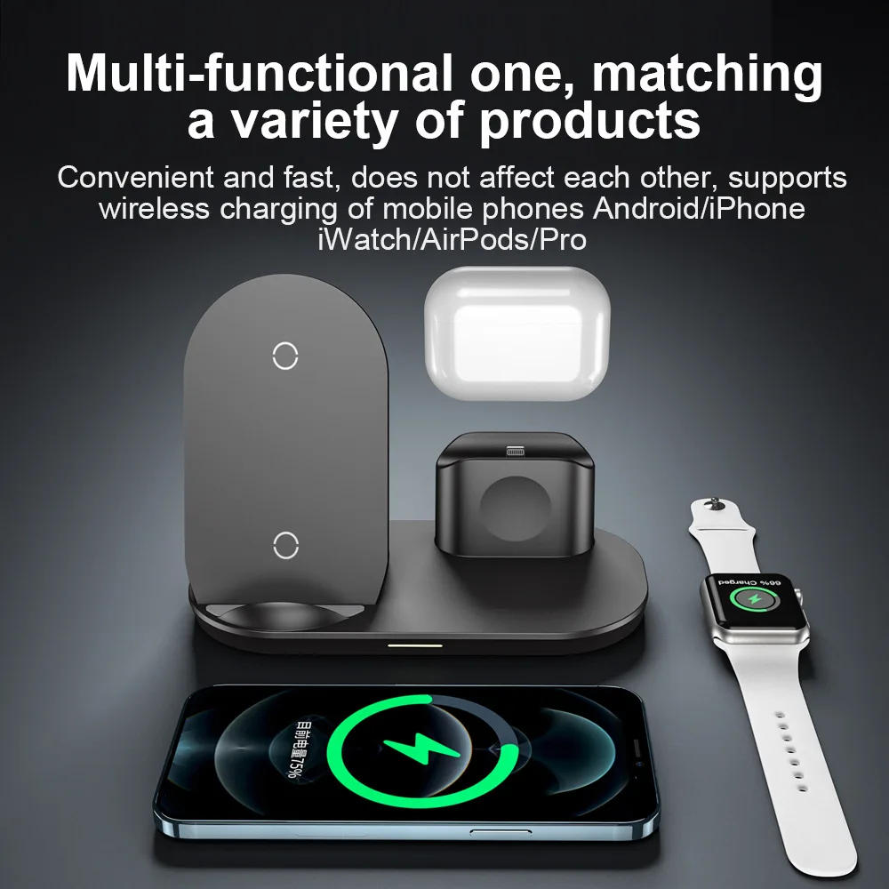 

3 in 1 QI Wireless Charger Stand 15W Fast Wireless Charging Station for Samsung Xiaomi Mi Huawei for iPhone Apple Watch
