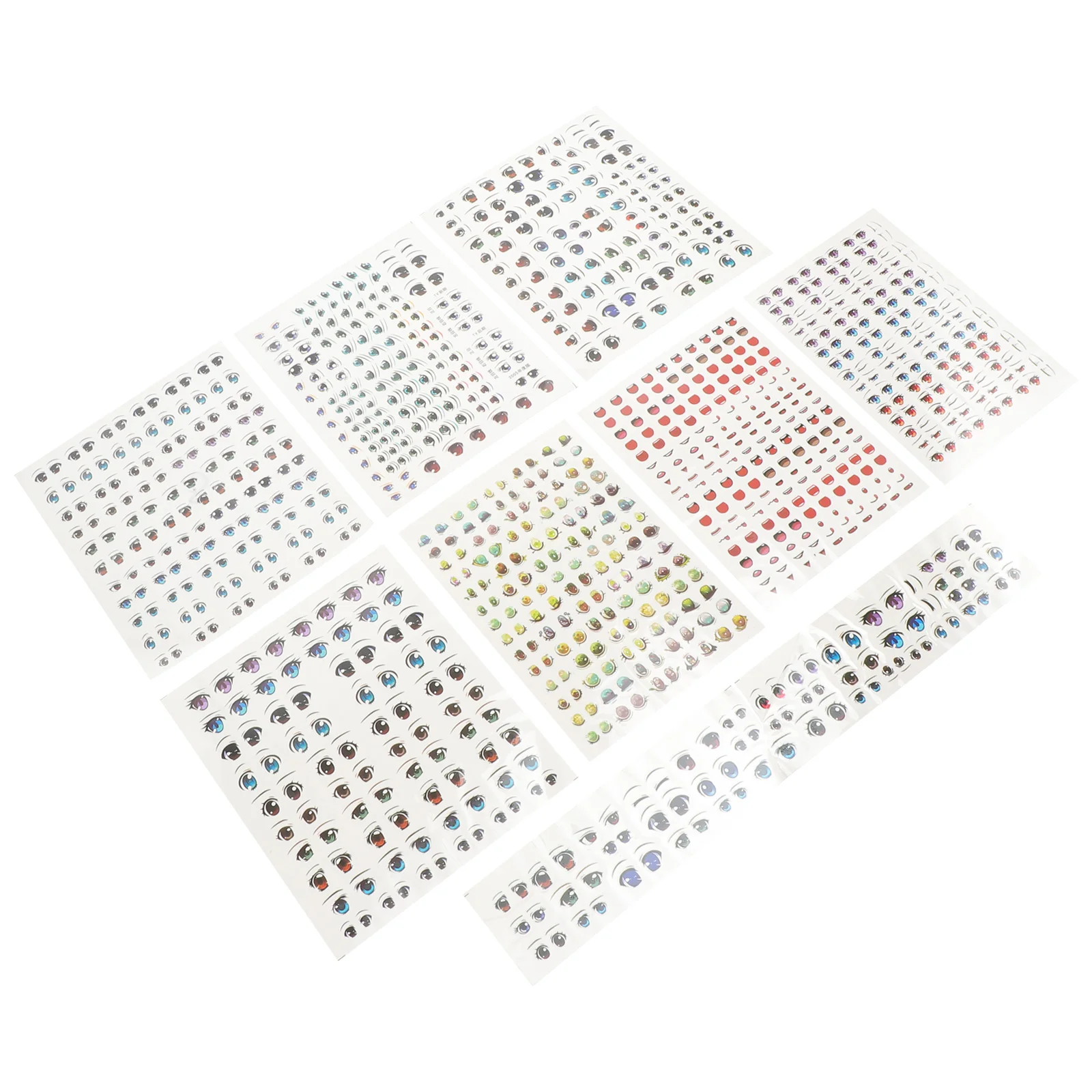 

8 Sheets Water Nail Decalss Black Nail Eyes Eyebrow Shaped Lovely Clay Dolls Decals Crafts Colored Paper Face Organ DIY