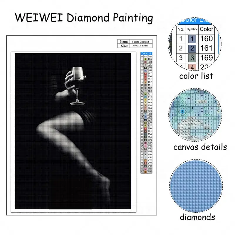 WEIWEI Мозаика Искусство сексуальные обнаженные женщины алмазная живопись мозаика