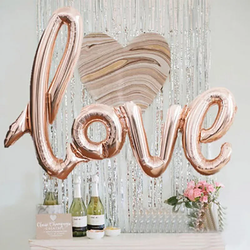 

Large Ligatures Rose Gold Love Letter Balloon Anniversary Valentines Wedding Balloons Birthday Party Decoration Supplies Balloon