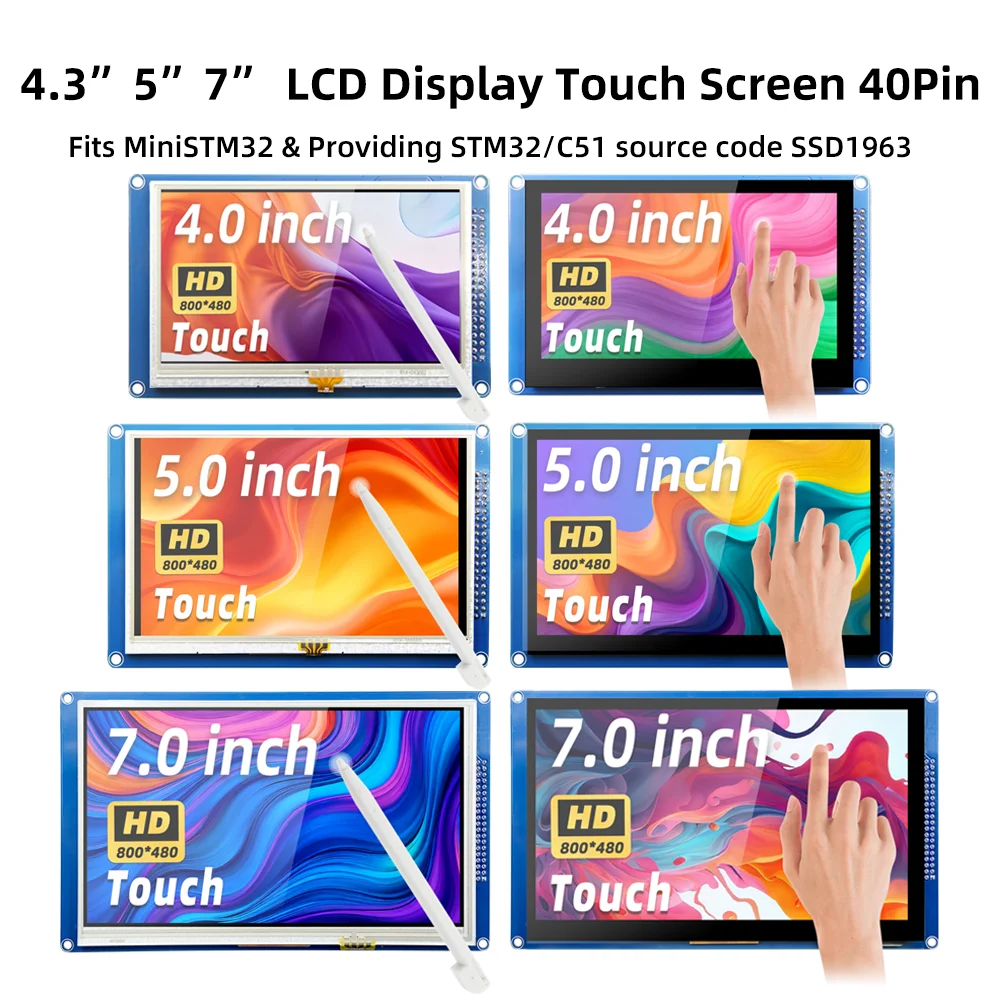Фото 4.3/5/7-дюймовый сенсорный TFT LCD-монитор 40-контактный, интерфейс MiniSTM32 SPI, SSD1963, 320x240, MCU ILI9341, 8/16-битный LCD-модуль №1