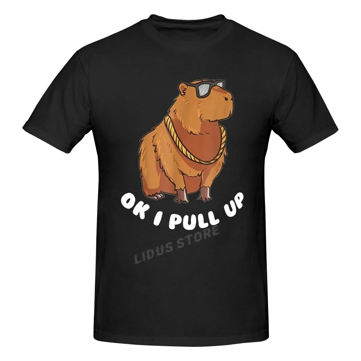 

Capybara Glasses Ok I Pull Up Funny Cute Animal T shirt Harajuku Streetwear Short Sleeve T-shirt 100% Cotton Graphics Tshirt Top