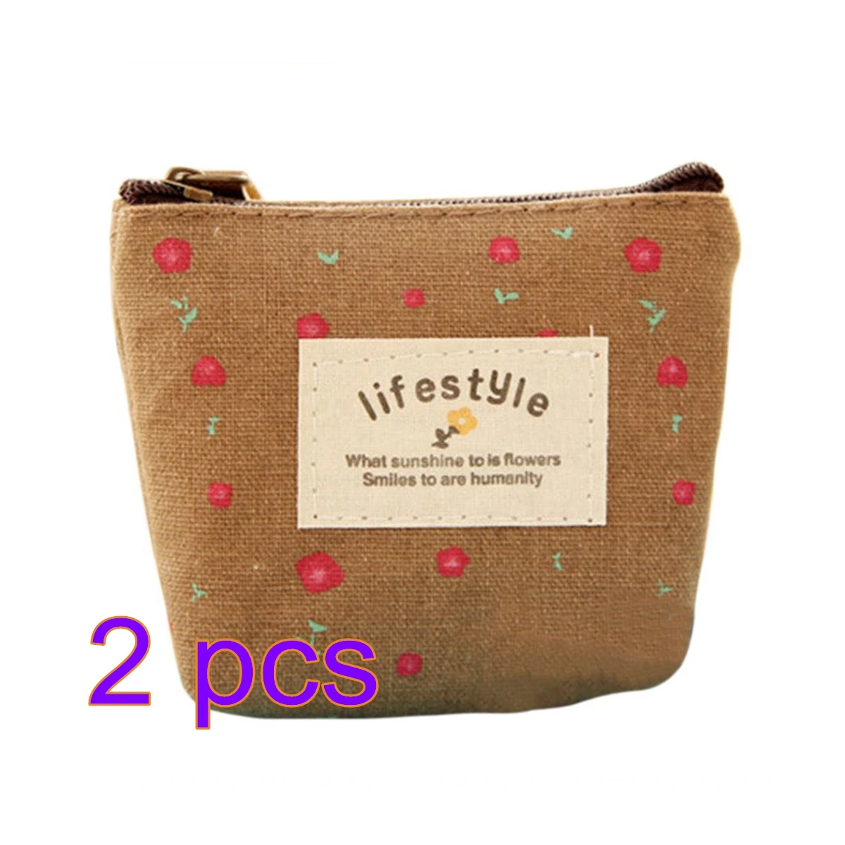 

Mini Floral Canvas Coin Cases Keys Bags Card Change Purse Zip Wallets