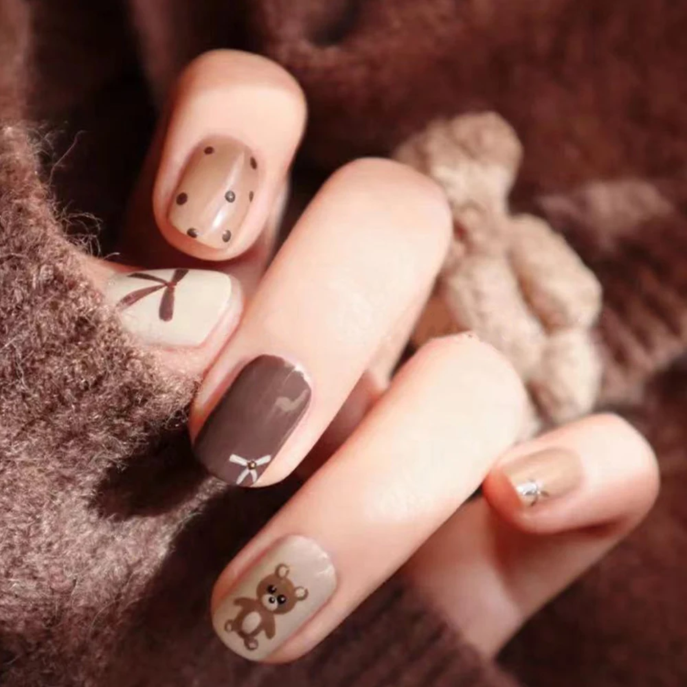 

Short False Nails Tips for Nails Fingernails Acrylic Fake Nails Art Leopard Design Women Nail Press On Nails Free Shipping Items