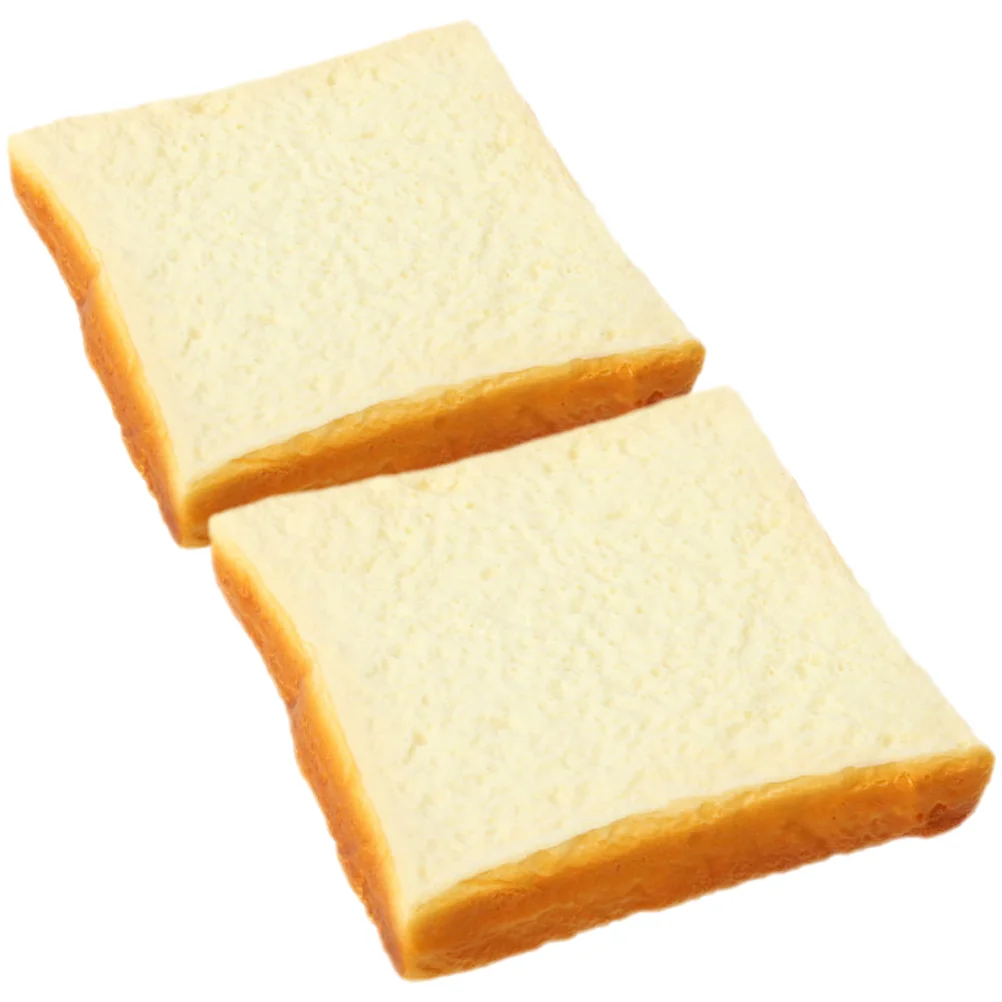 

2pcs Simulated Bread Adornment Unique Fake Toast Ornament Chic Photo Prop