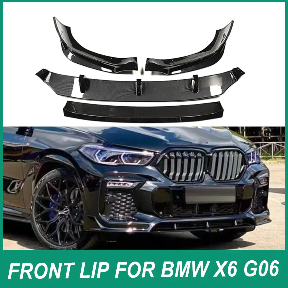 Фото Для BMW X6 G06 2020-2023 передний бампер Iip, разделитель подбородка, диффузор, спойлер, дефлектор, черный карбоновый АБС-пластик, аксессуары для тюнинга P №1