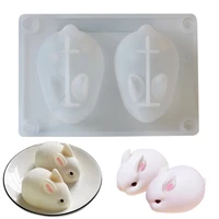 3d rabbit cake mold silicone mould diy candle mold cute cake pudding molds cake chocolate dessert mould candle making supplies