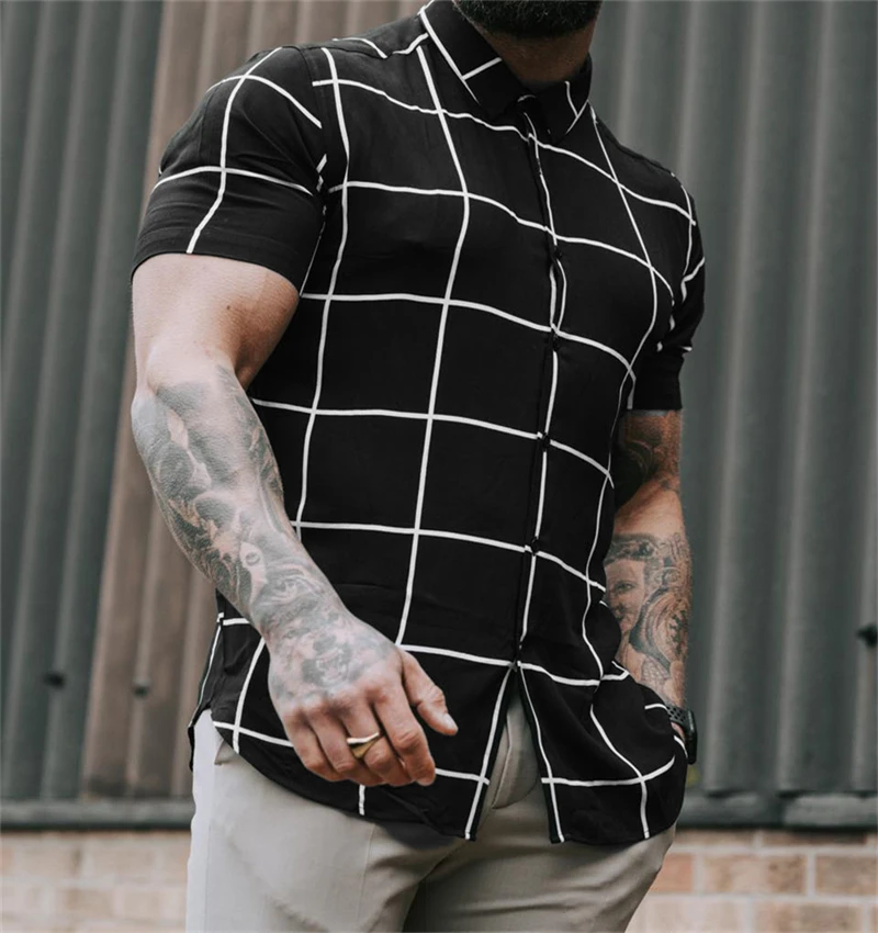 2022 summer new fashion men's shirts thin quick-drying casual tops 3D digital printing trendy workout shirts for men