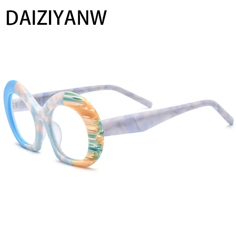 

Винтажные круглые ацетатные оптические очки для мужчин и женщин, цветная полоса для чтения, оправа для рецептурных очков