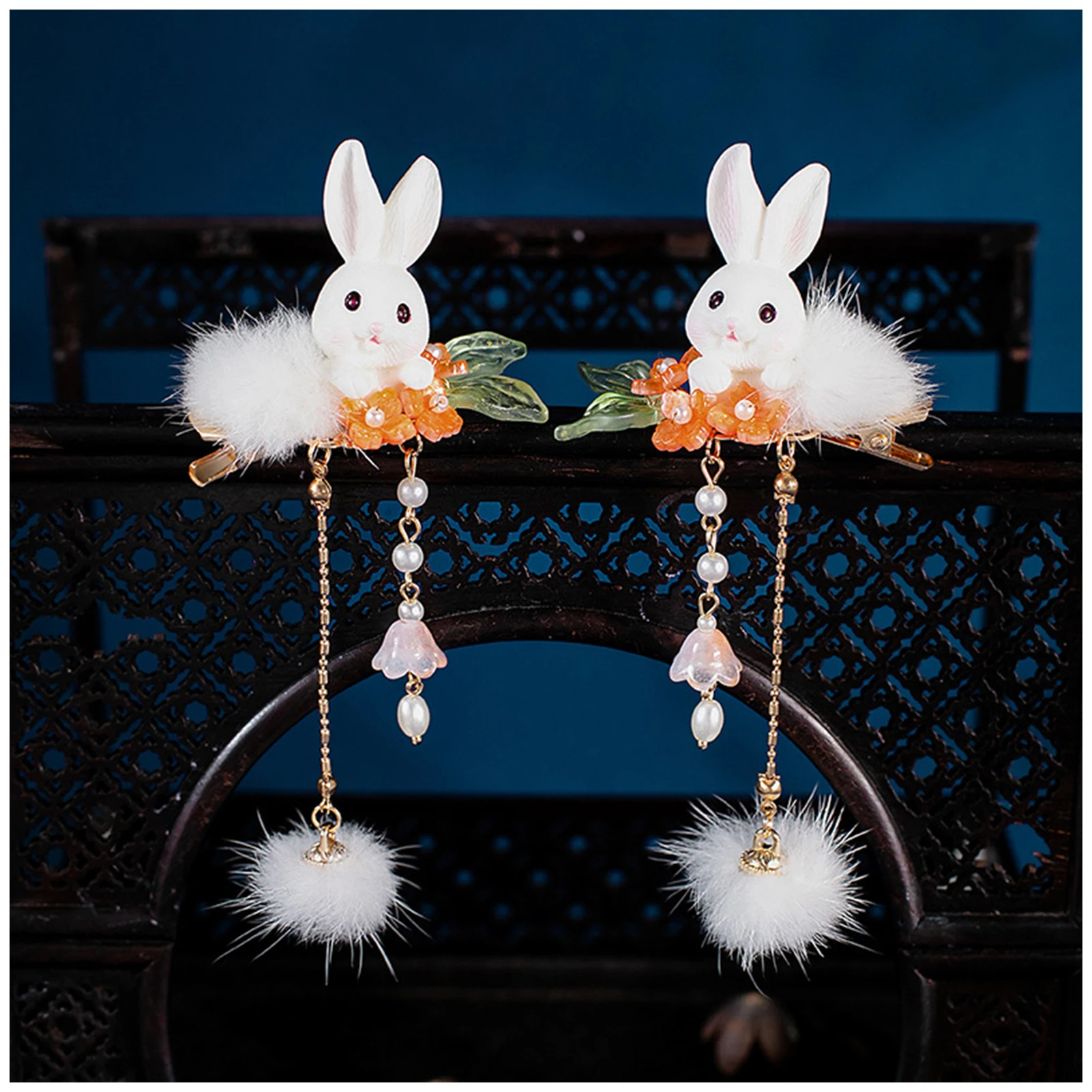 

Женские парные заколки для волос головной убор кавайный кролик головной убор с пушистой бахромой аксессуары для дочери студентов