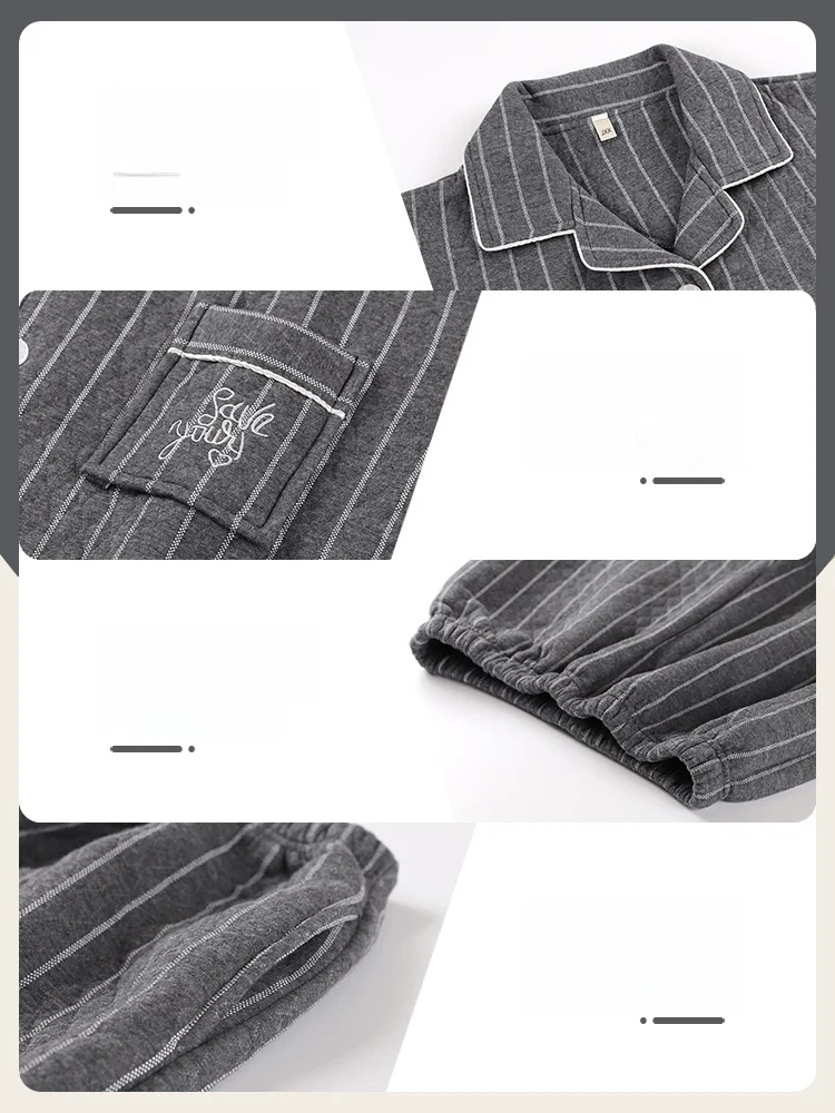 Palanduo Pajamas Men's Spring and Autumn Cotton Thickened Air Long sleeve Home Wear Winter Warm Interlayer ...