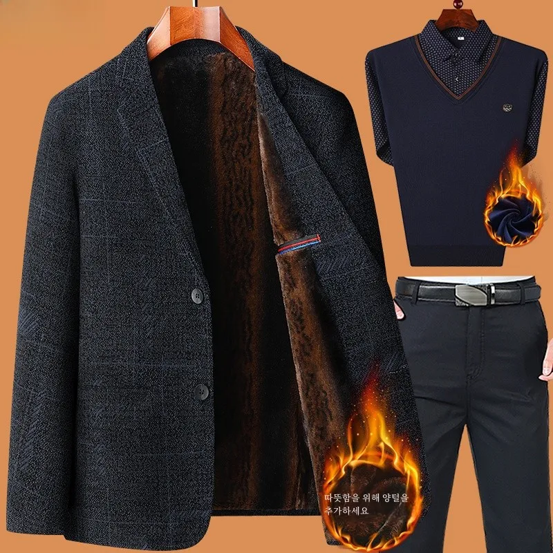 Папа Осенне-зимний верхний костюм 40-летний 50 мужской 60 на флисовой подкладке
