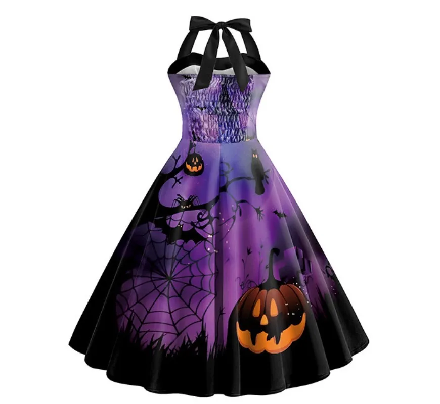 Женское Винтажное Платье С Принтом На Хэллоуин Повседневное Удобное Длиной До