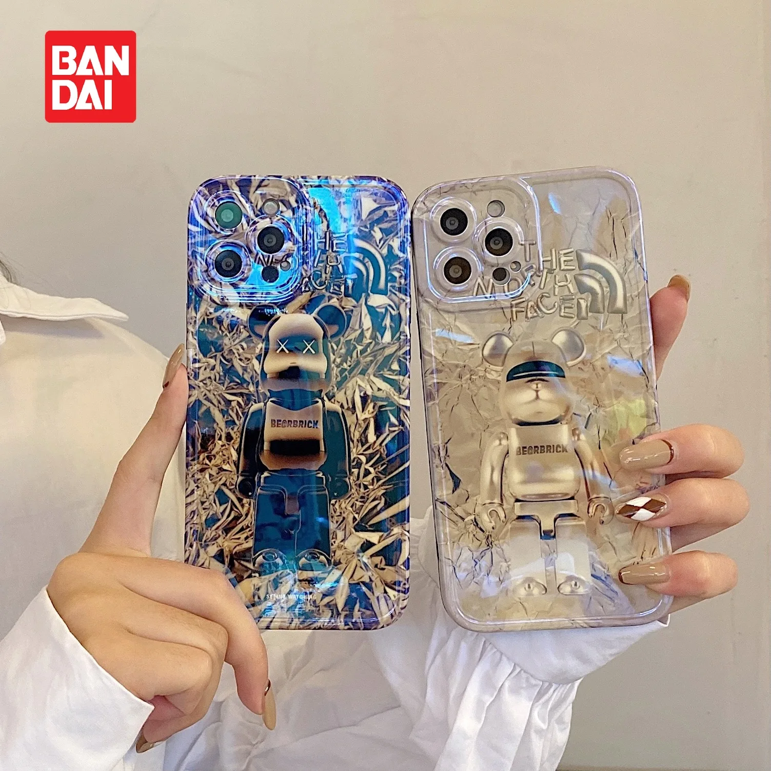 

Bandai Disney Tide Brand Violent Bear Deluxe Lens Case Coque for iPhone 11 12 13 Pro Max X XR XS Max 7 8 Plus SE Stand Back Case