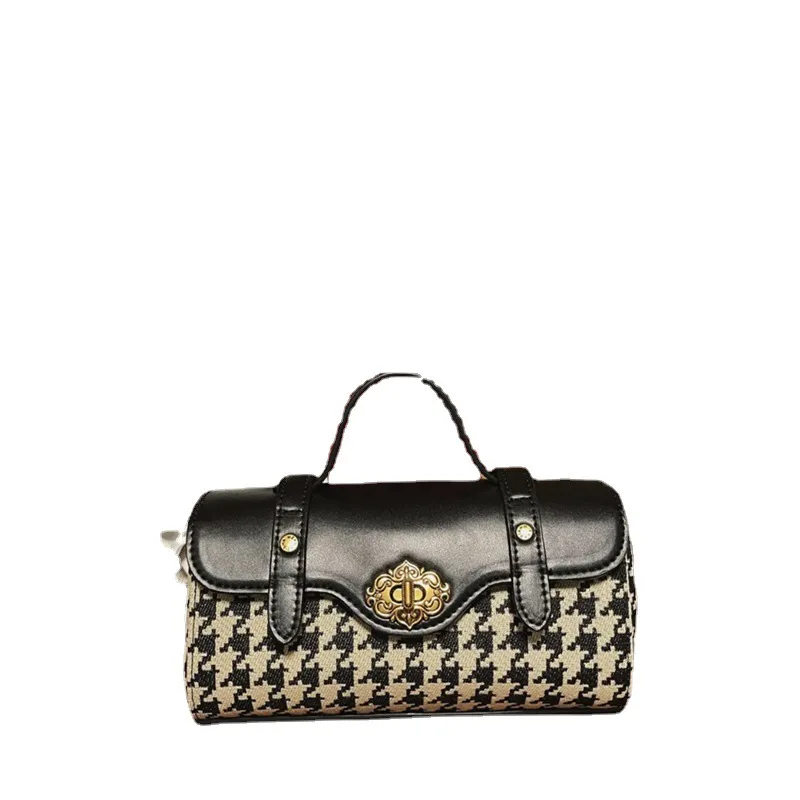 Luxurious Houndstooth Cambridge Handbag Leather Women's Bag 2023 New High-grade Versatile Fashion Purse Single Shoulder Satchels