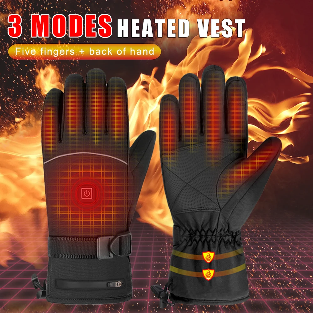 

Motorcycle Heated Gloves Winter Warm Lithium Battery Heated Gloves Touch Screen Waterproof Skiing Heated Rechargeable Gloves