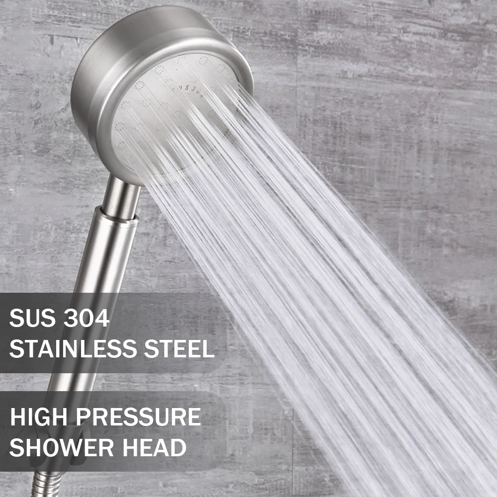 

304 Stainless Steel Shower Head Hand-Held Anti-Fall Shower Head High Pressure Water-Saving Rain Shower Bathroom