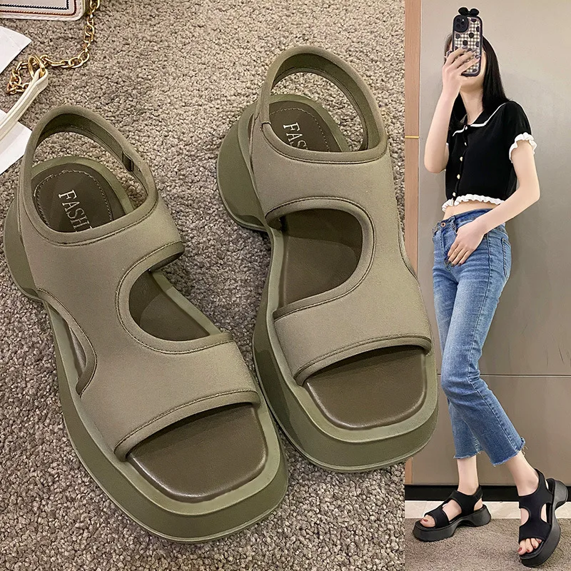 

Summer 2022 new soft leather square head solid color shoes comfortable casual shoes