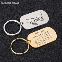 personalized calendar keychain custom engrave keyring date birthday wedding anniversary gift for boyfriend husband couples rings