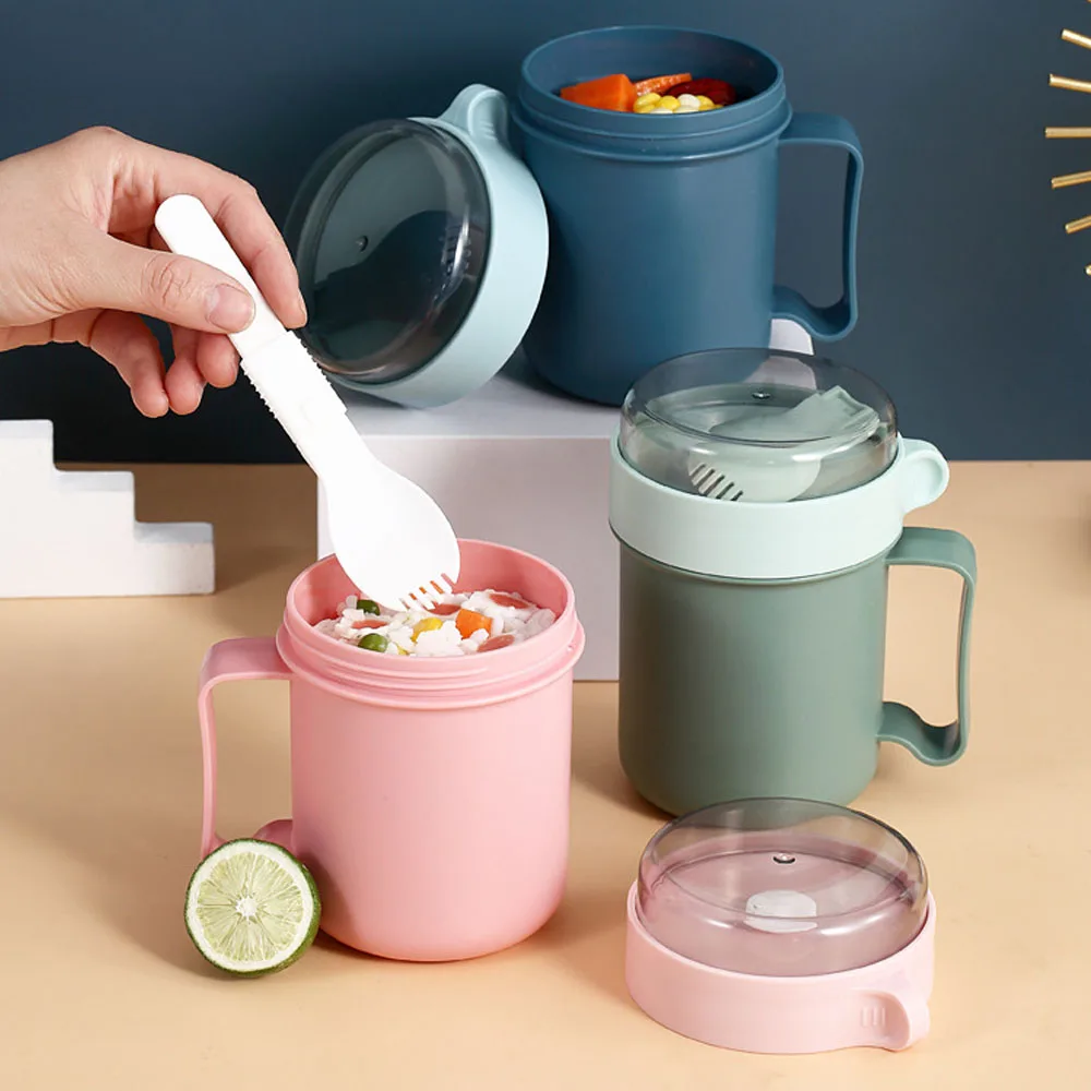 

Multifunction Portable Breakfast Cup Oatmeal Cup PP Material Soup Container Nut Yogurt Mug Snack Cup Microwave with Lid Spoon Mu