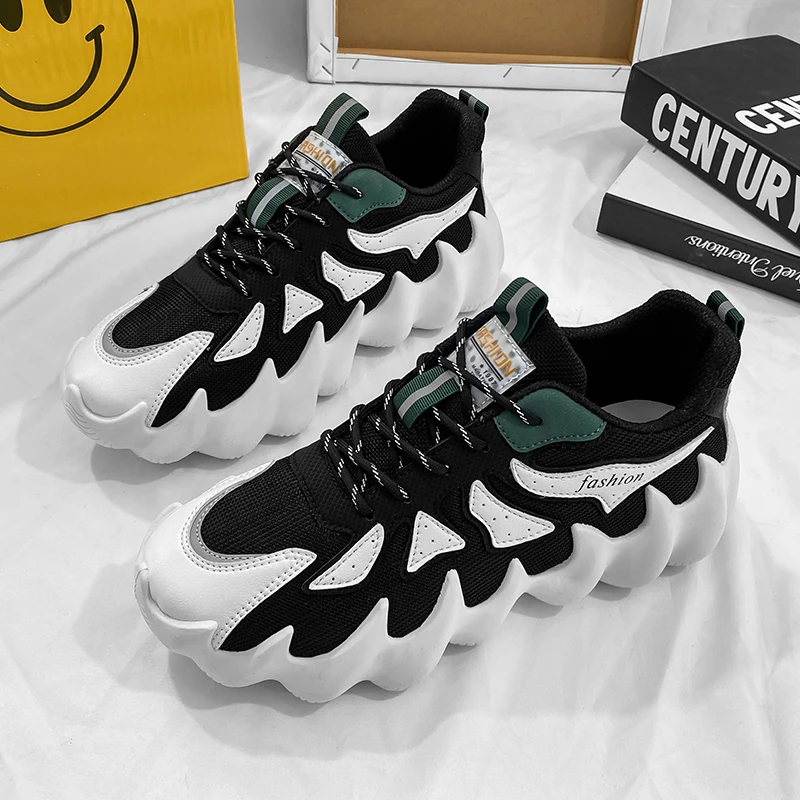 

Men's Sneakers Mesh Breathable Lightweight Rubber Soft Sole Running Shoes Thick Sole Wear-resistant Cushioning Walking Shoes