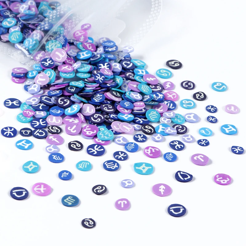 12 созвездий искусство ногтей украшения мягкая глина хлопья знаки зодиака гель