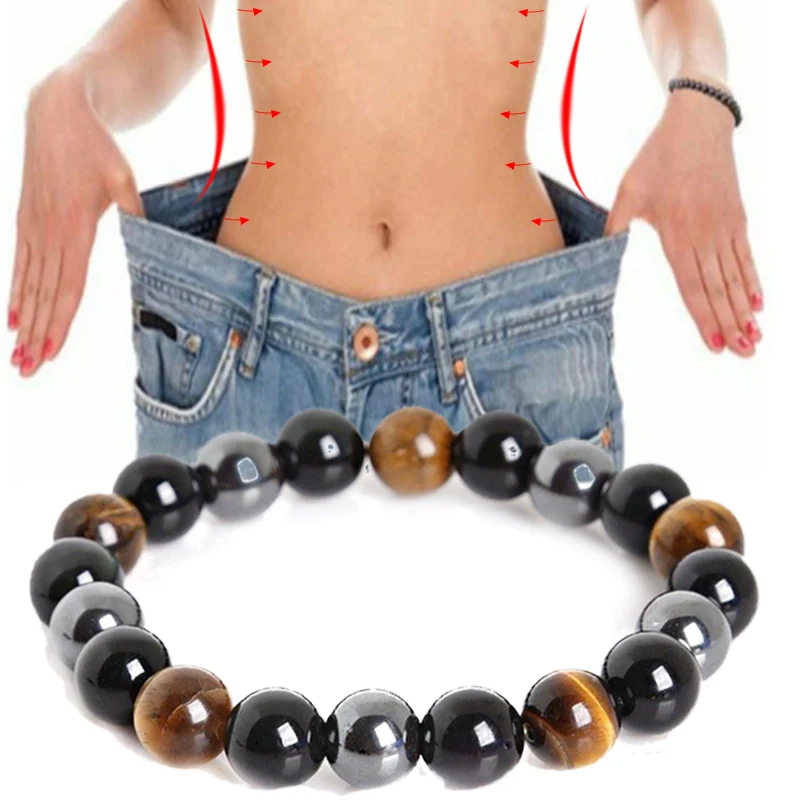 

Natural Obsidian Stone Bracelet Magnet Tiger Eye Beaded Bracelets Slimming Bracelet Healthy Weight Loss Jewelry Women Men