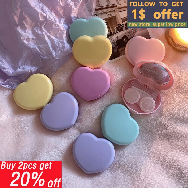 

Glasses case Contact Lenses Box For Eyes Tool Kit Women Girl Heart Lady Holder Storage Care Container With Mirror Tweezer 2023