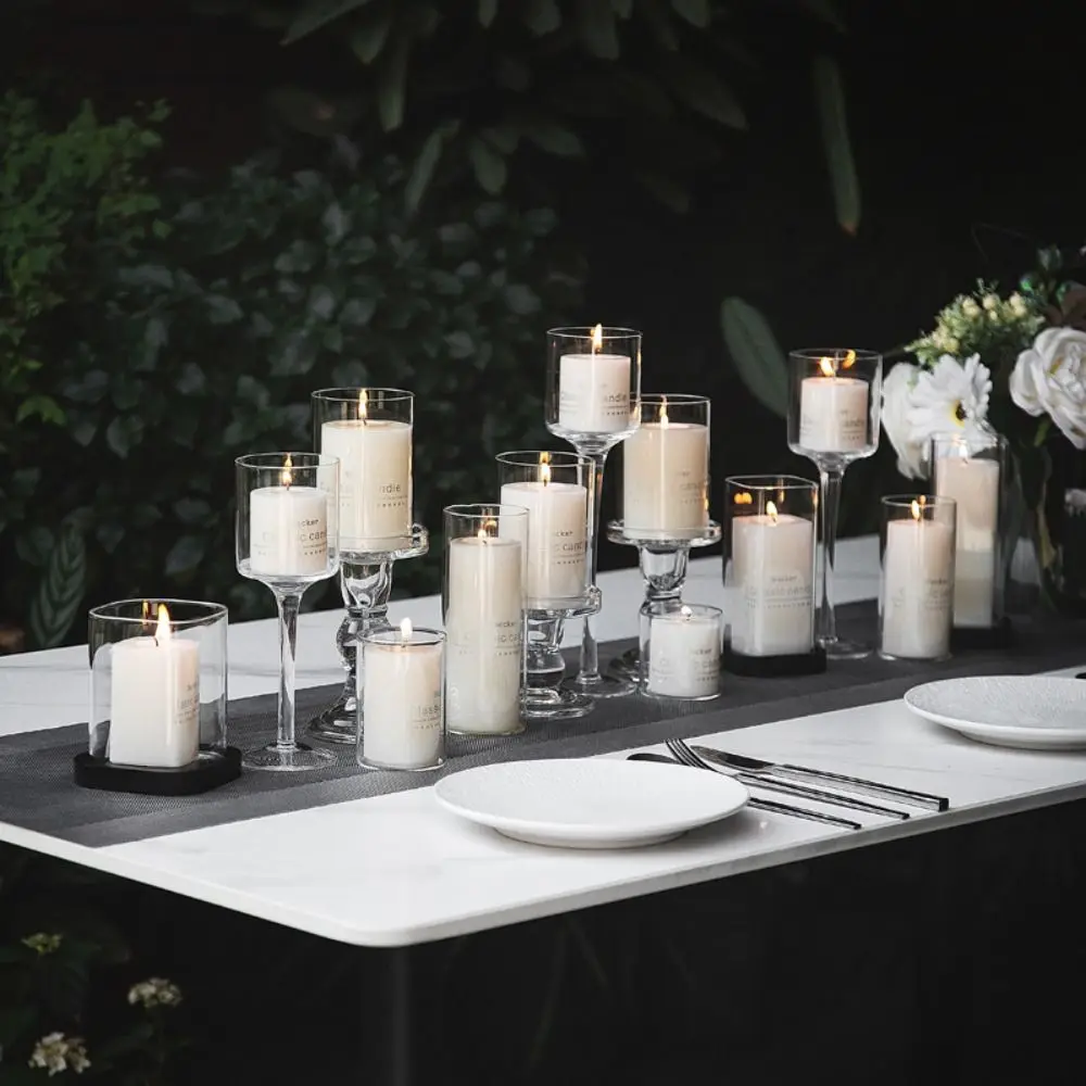 

3Pcs Transparent Glass Candle Holders Wedding Decor Glass Bar Cup Party Home Table Goblet Candles Candleholder
