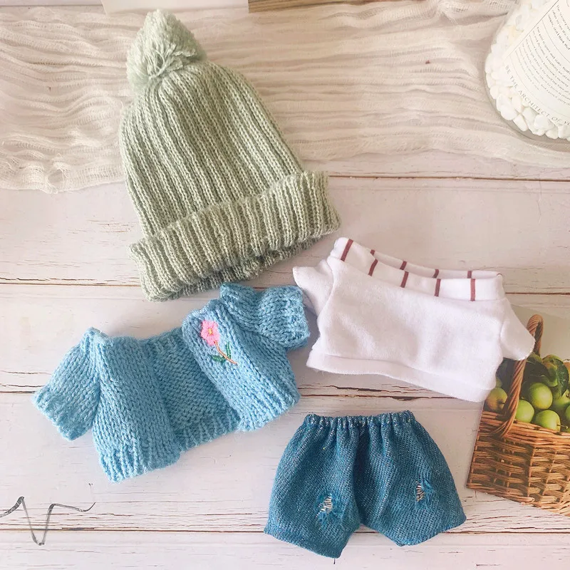

20cm Baby Doll clothes Plush Doll's Clothes Cardigan sweater hat coat suit Toy Dolls Accessories our generation Korea Kpop EXO