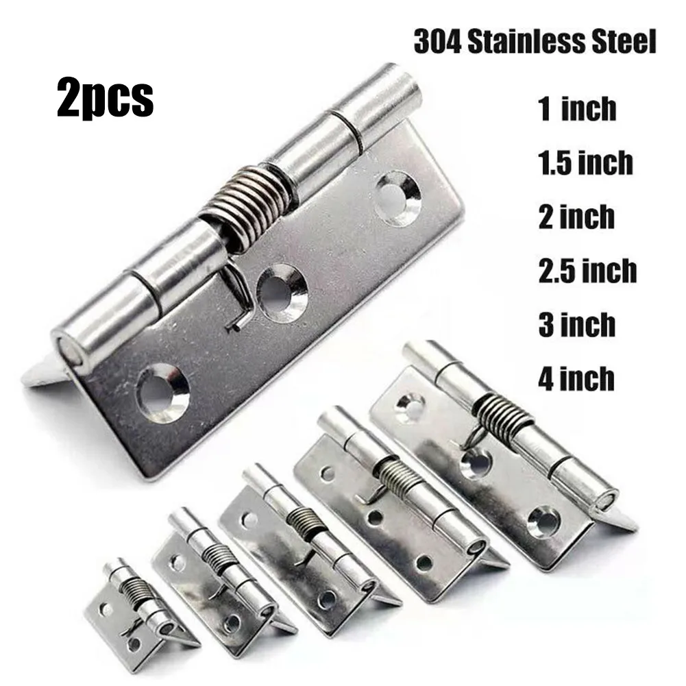 

2pcs Self Closing Spring Door Hinge Stainless Steel Hardware 1/1.5/2/2.5/3/4Inch For Wind-ows Cabinets Jewelry Boxes