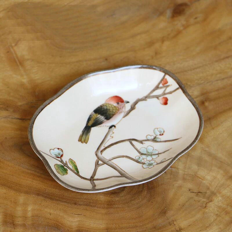 

Нежная фарфоровая тарелка ручной росписи, украшение для дома, аксессуары для ванной комнаты, керамическая тарелка для мыла