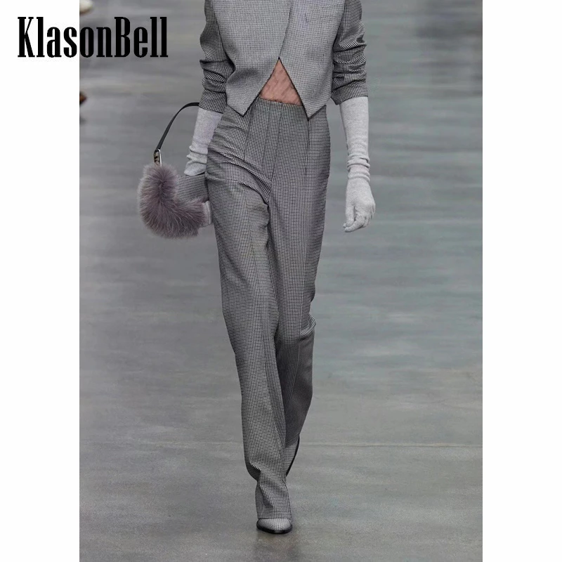 

10.26 KlasonBell Runway Fashion Houndstooth Straight Pants Women