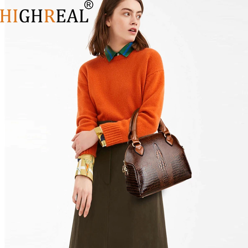 

HIGHREAL New Crocodile Pattern Women Bag Handbags Women Messenger BagsCrossbody Shoulder Bags Ladies Women Leather Handbags Hot