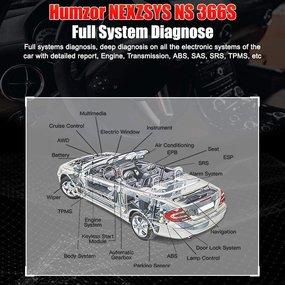 Автомобильный сканер NexzSYS NS 366S считыватель кодов OBD 2 OBD2 автомобильный