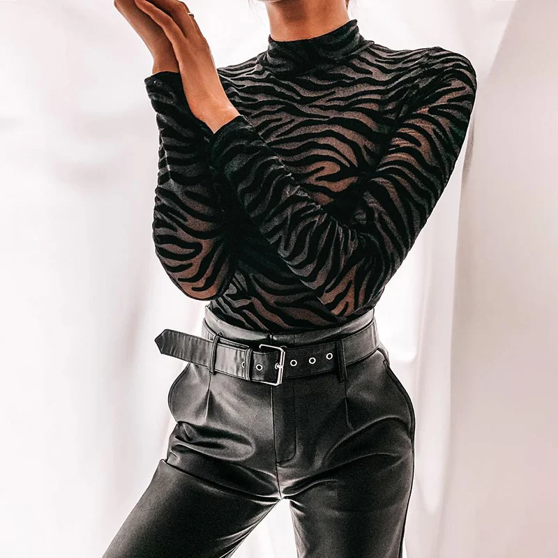 

Transparent black mesh -body female, long sleeve overalls, fair, skinny, striped, casual, for parties, club