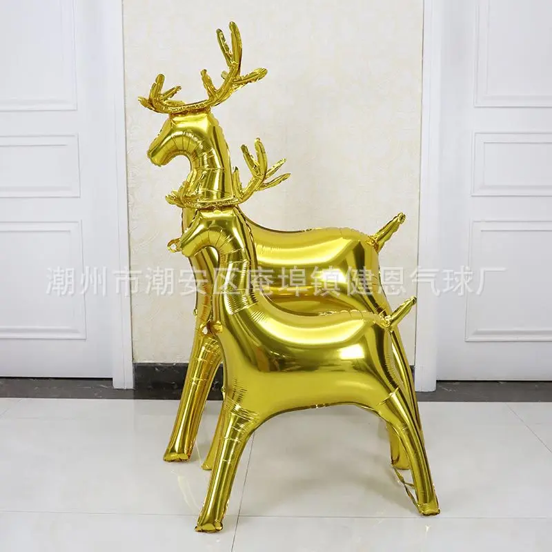 

Three-dimensional Standing Animal Aluminum 4d Balloon Gold Theme Party Decoration Christmas Elk Modeling Arrangement