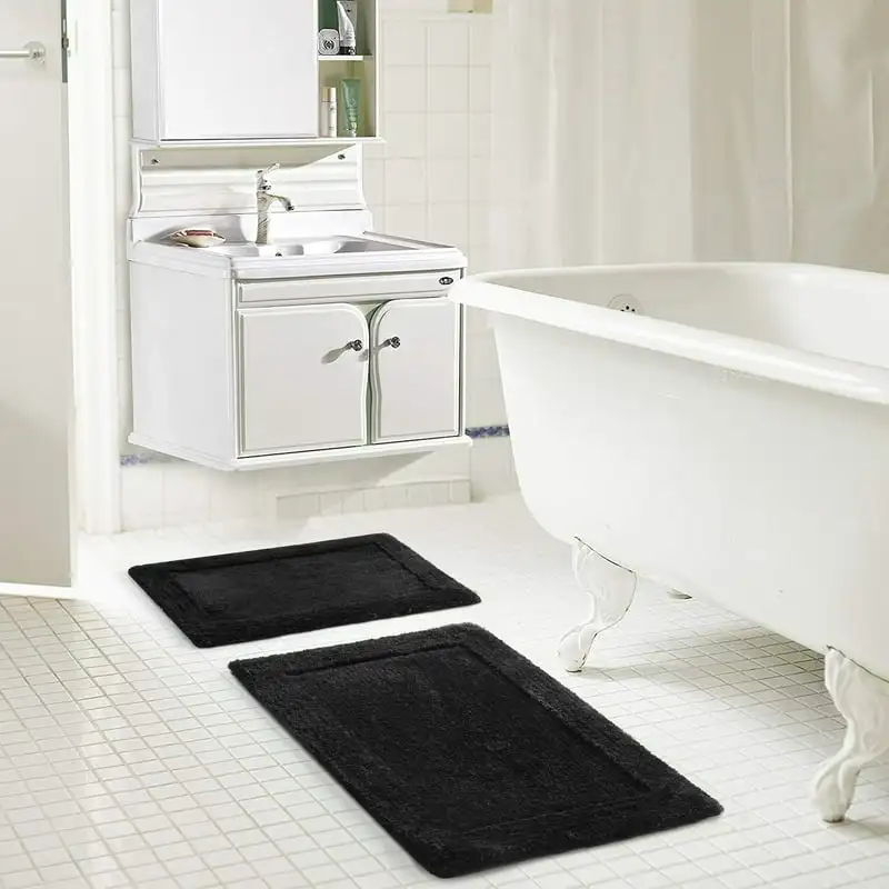 

Pieces Black Tufted Bath Rug Set, Polyester, 20 in x 30 in
