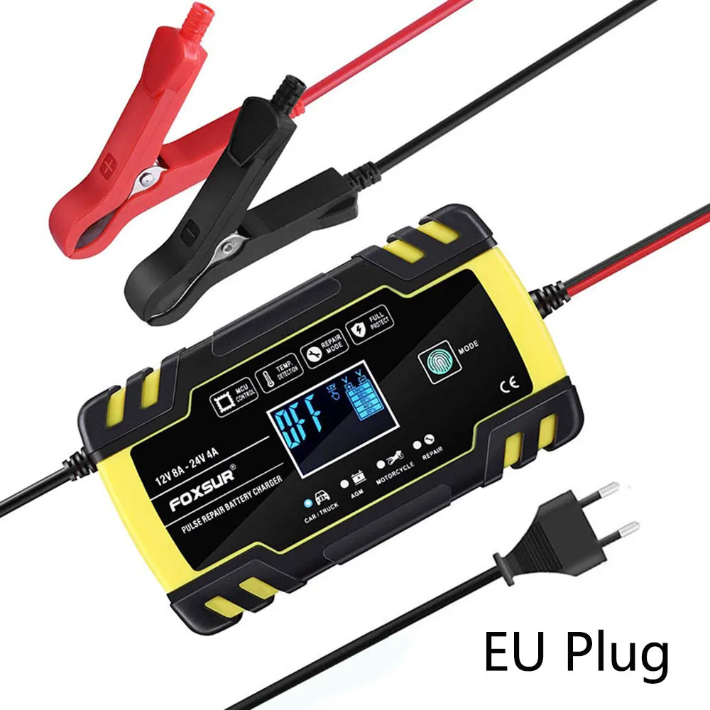 12V 24V 8A Автоматическое интеллектуальное зарядное устройство 3-ступенчатое