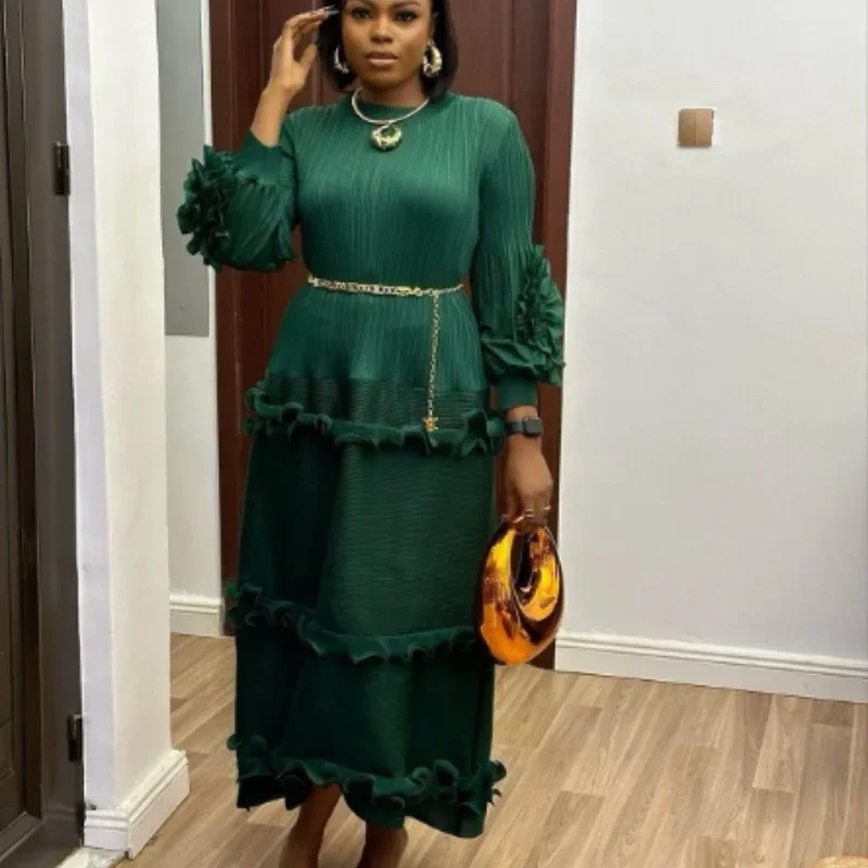 Женское плиссированное платье EGRM Miyake однотонное привлекательное ТРАПЕЦИЕВИДНОЕ