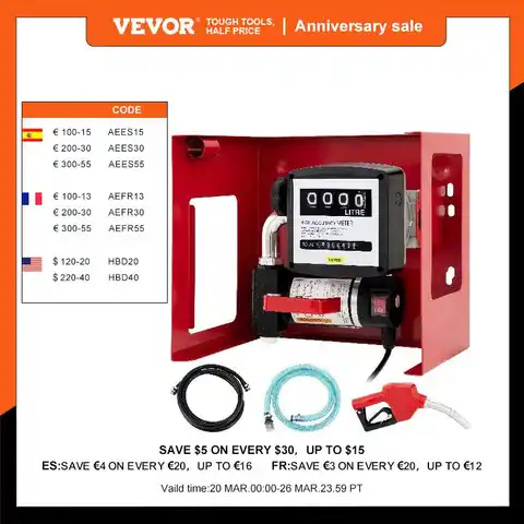 VEVOR 40 л/мин 220 в топливный перекачивающий насос, самовсасывающий Электрический масляный насос, водонепроницаемый автоматический бензиновый...