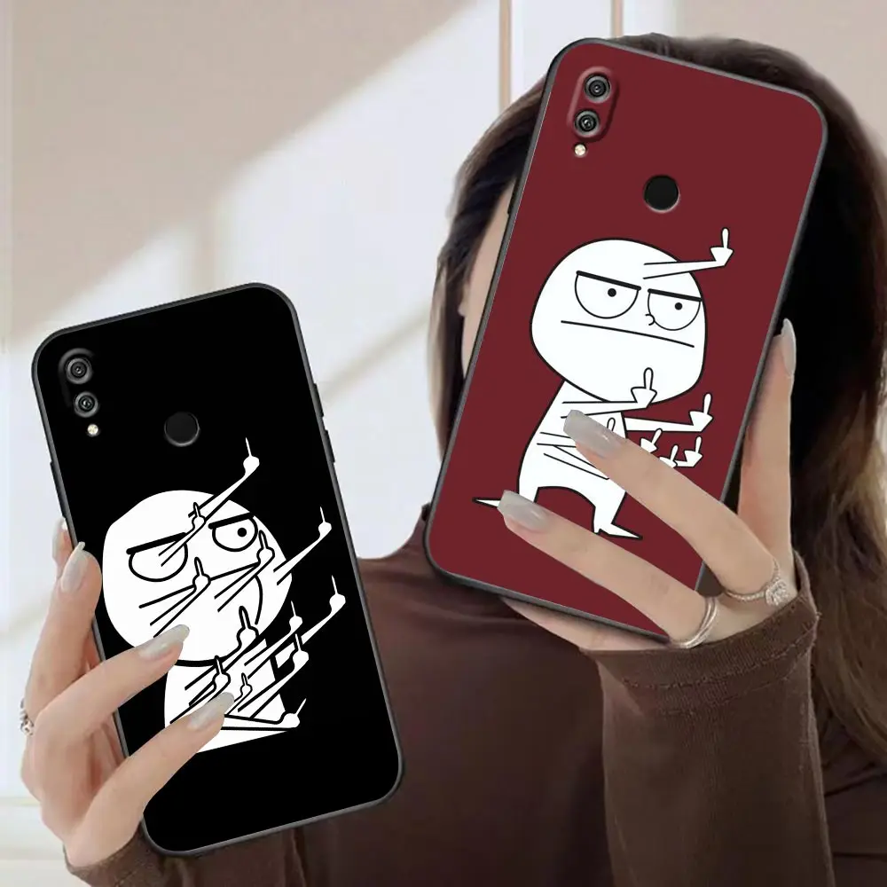 

Cartoon Cute Funny Man Middle Finger Case For Honor 70 60SE 60 50 X40 X40I 30I 20I 20 9X 8X X9 X8 X7 X6 Pro Plus Lite Cover Capa