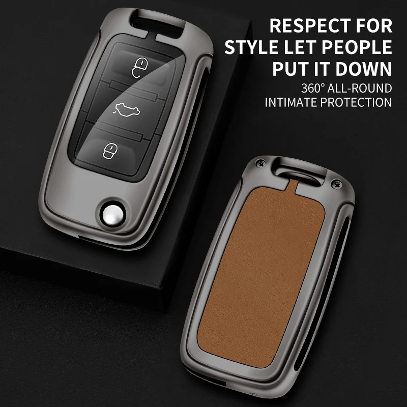 

For VW Volkswagen Polo Tiguan Jetta Passat B5 B6 B7 Golf Beetle For Skoda Octavia Key Shell New Metal Leather Car Key Case Cover