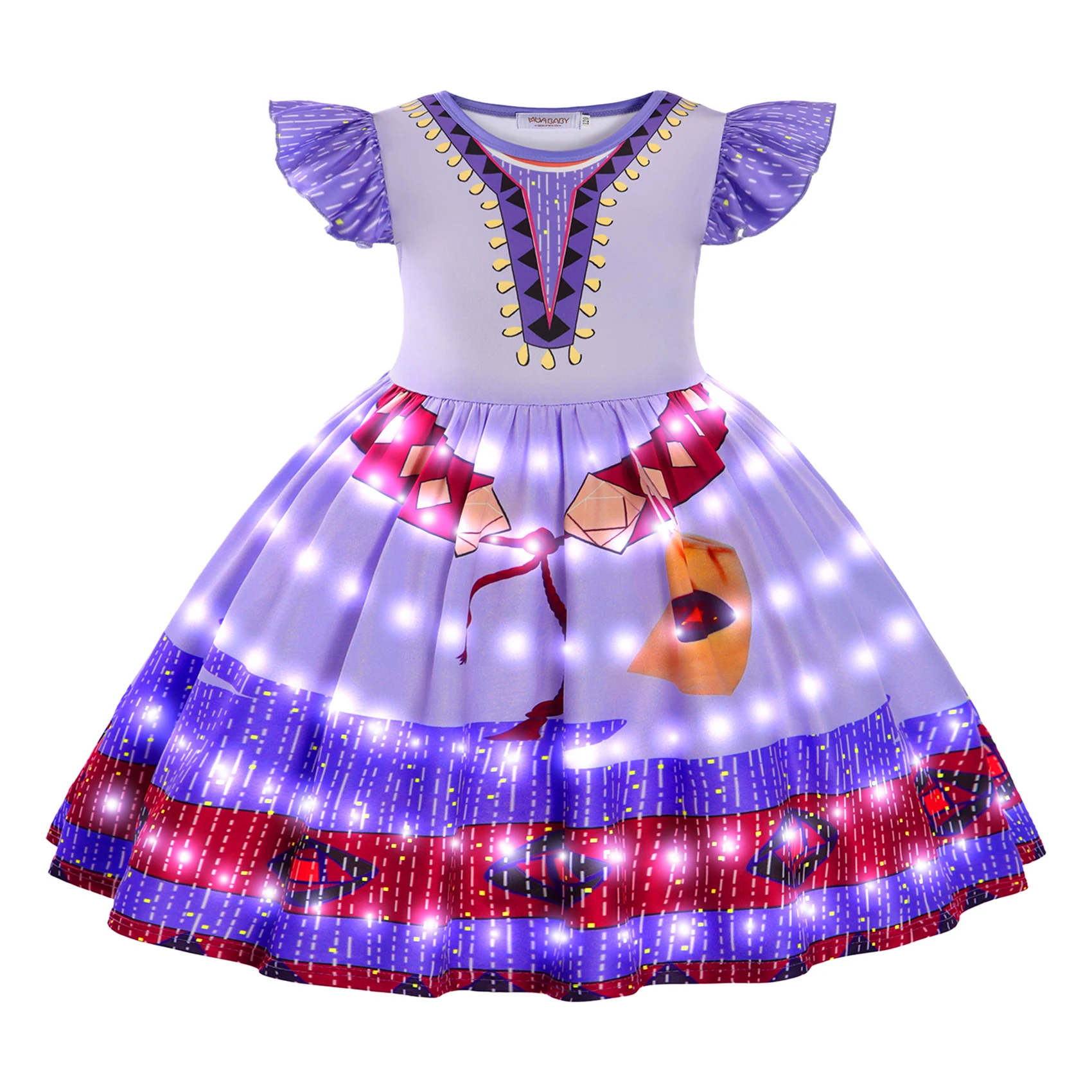 Детское платье для девочек светодиодные фонарики желаний Маша конфеты Эльза